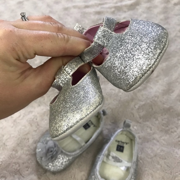 Carter’s Silver Glitter Baby Girl Shoe Bundle - Picture 6 of 7